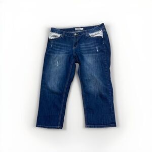 Zanandi Jeans Capri Women's 18W Crochet‎ Pockets Distressed 2% Spandex High Rise
